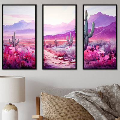 Cactus magenta mirage - ensemble d'art sur toile cactus floral
