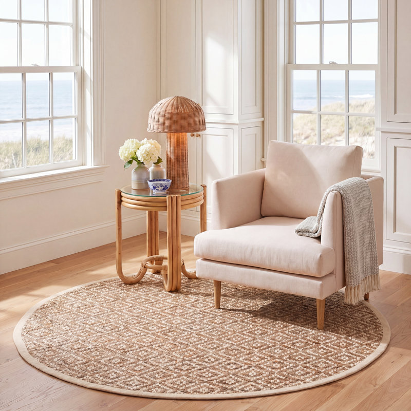 Tapis en jute tissé à la main Derosier, Rond 6 pi
