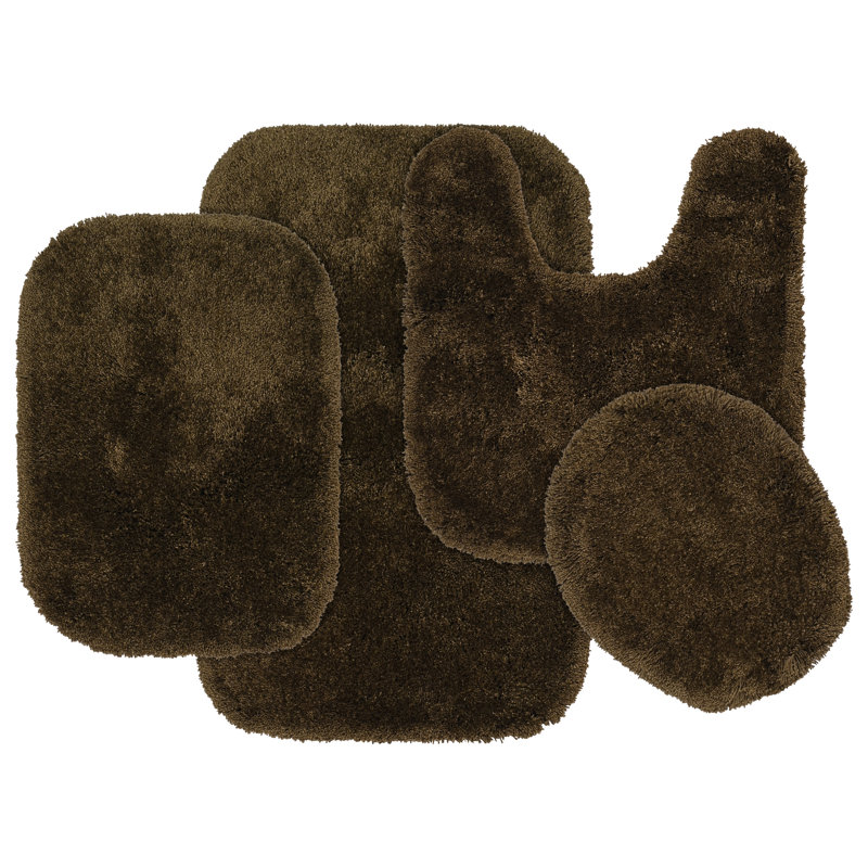 Billy-Dean Nylon Luxury 4 Piece Bath Rug Set with Non-Slip Backing, Chocolate