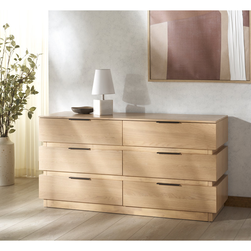 Titus 6 Drawer Stacked Dresser, Oak