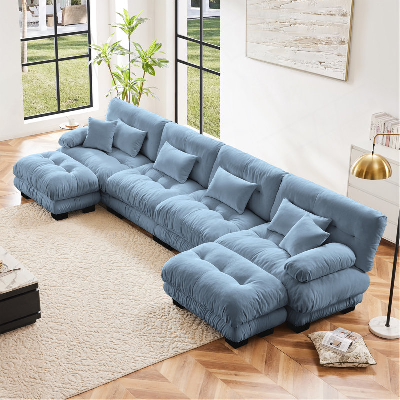 Canapé modulaire à combinaison libre, canapé en forme de U pour le salon, canapé confortable à 4 places avec 2 repose-pieds, chenille
