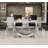 Faux Marble Dining Table Set, 69.3" Rectangular Dining Table & Tufted Velvet Chairs, Modern Kitchen Dining Room Table with Dual U-Shape Stainless Steel Base and Chairs Set-764896889-764896891