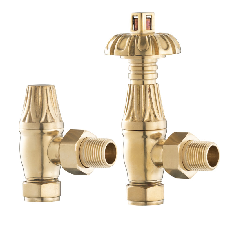 Abe Heating Thermostatic Radiator Valve with Wheel Head & Lockshield, Unlaquered Brass