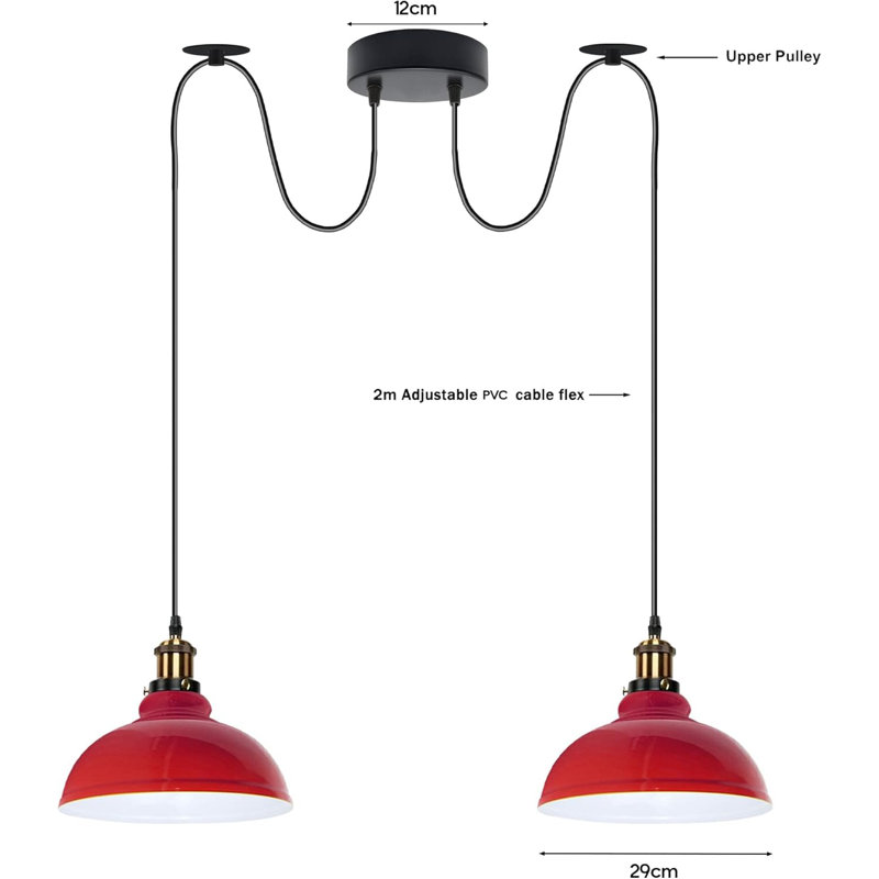2 - Light Dome Pendant, Red