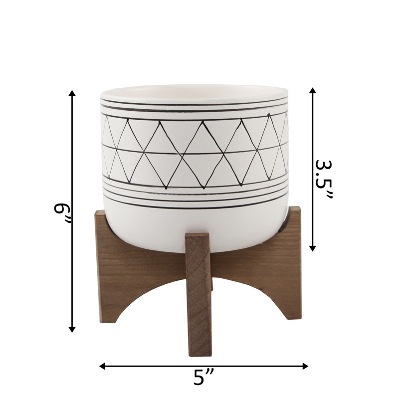 Pot à fleurs en céramique Angelyka, Blanc / noir, H 6 pi x l 5 pi x P 5 pi