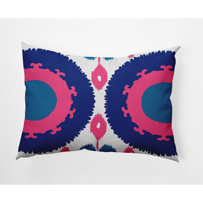 Geometric Outdoor Reversible Throw Pillow, Blue