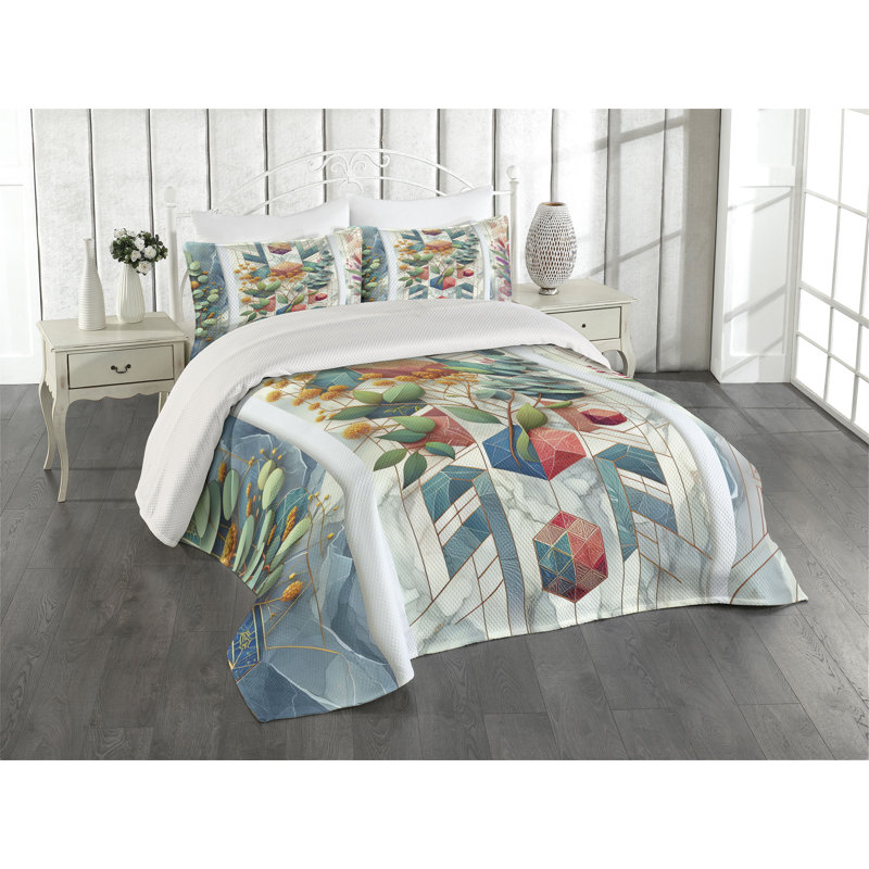 Polyester Floral Coverlet, King Coverlet + 2 Standard Shams