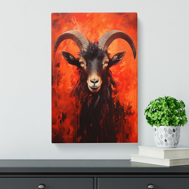 Goat Action Painting Art - Wrapped Canvas, 50cm H x 35cm W x 3cm D