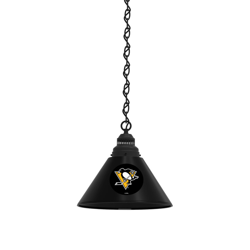 Luminaire suspendu conique 1 lumière NHL, Noir, Pittsburgh Penguins