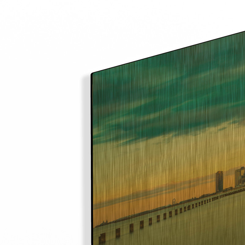 'Chicago - Golden Hour' By AKG Gold Metal Wall Art, 16" x 12", 36"x24"