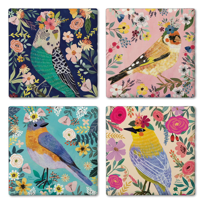 Stoneware Square 4 Piece Coaster Set