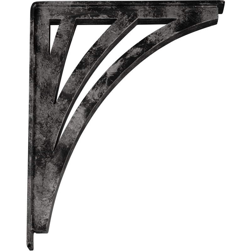 Support en fer forgé Nevio de l 2 po x P 12 po x H 15 po, (contreventement triple central), argent chaud antique