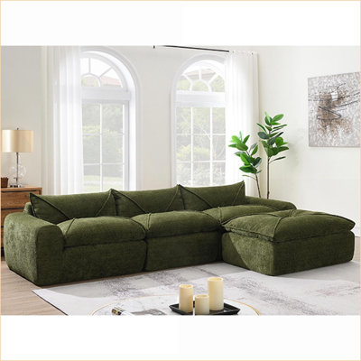 Sectional Sofas 116'' No Assembly Legless Free Combination with High Density Foam | Chenille | Walnut Brown