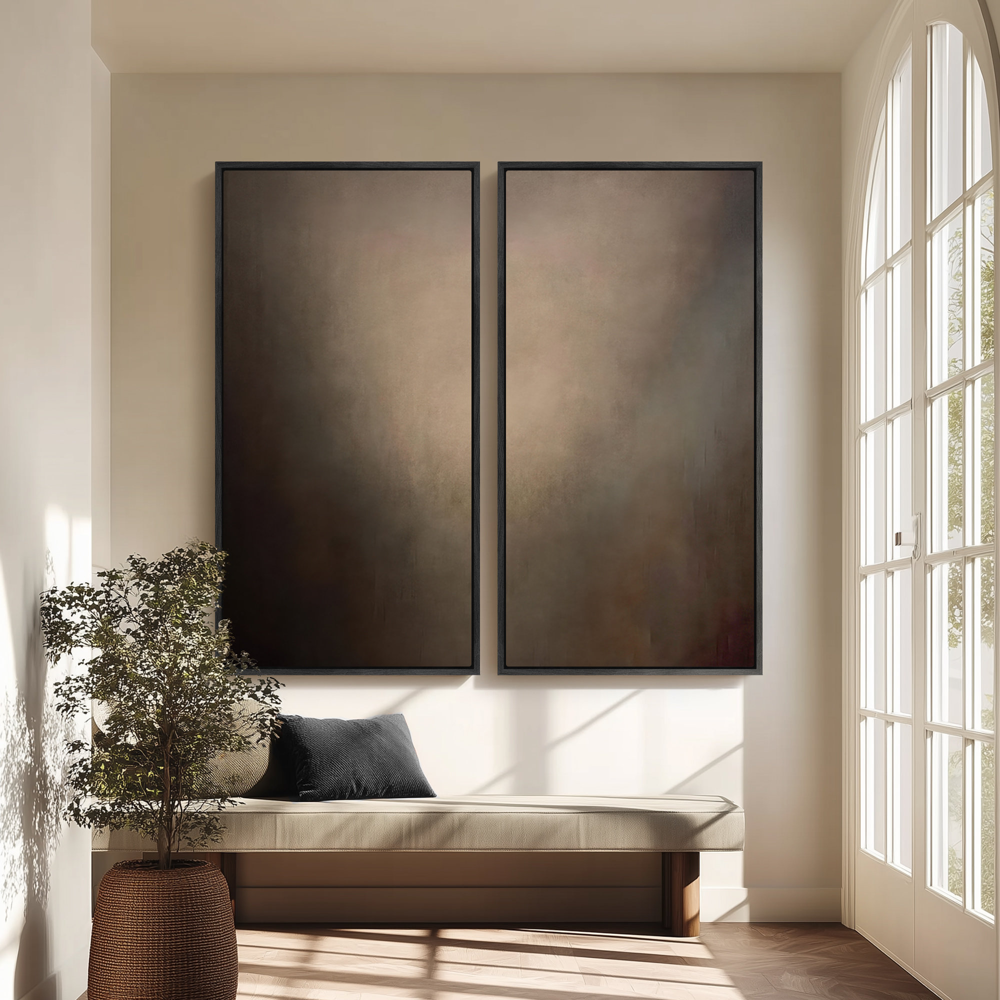Ashbrook Large Framed Canvas Wall Art Set - Neutral Gradient Minimalist ...