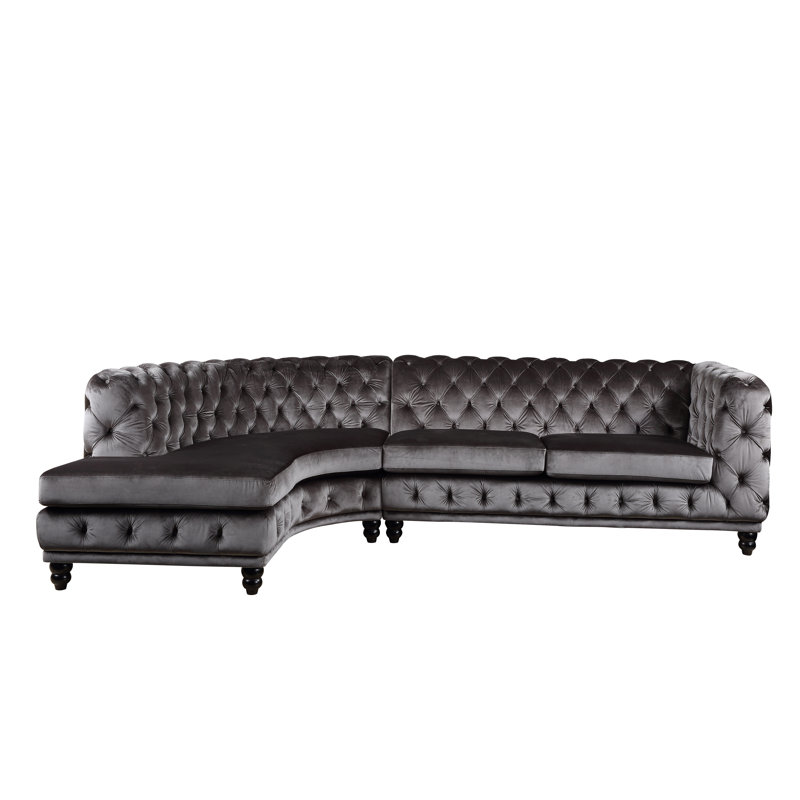 Jazlynne Velvet L-Shaped Sectional Left Hand Facing