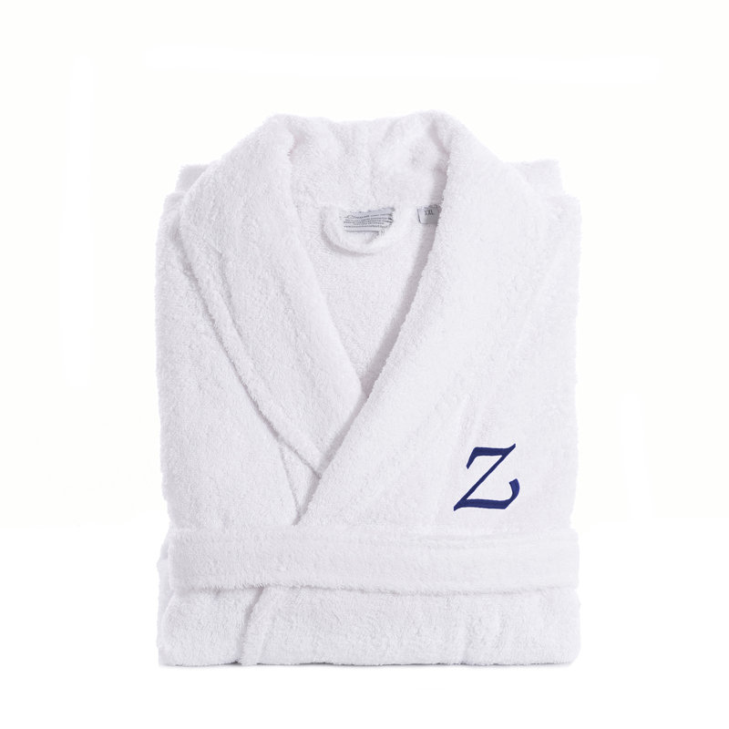 Peignoir personnalisé 100% coton éponge avec poches, Petit / moyen, Z, Bleu marine