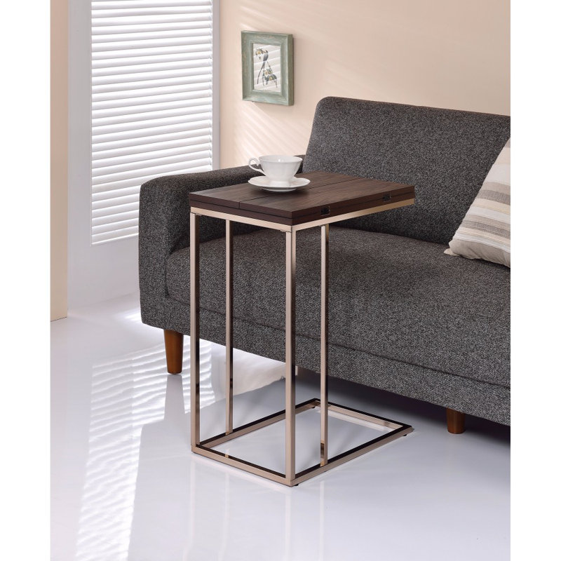 Table d'appoint à plateau à rallonge Mccollom, Noir nickel / gris patiné, H 25,25 po x l 12 po x P 18 po