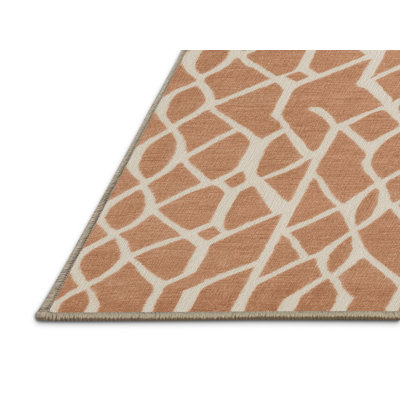 Machine Washable Trellis Brown Area Rug