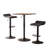 Dining Area Adjustable Height Bar Table With Black Square Top And 2 Swivel Leather Rotating Stool Units For Office