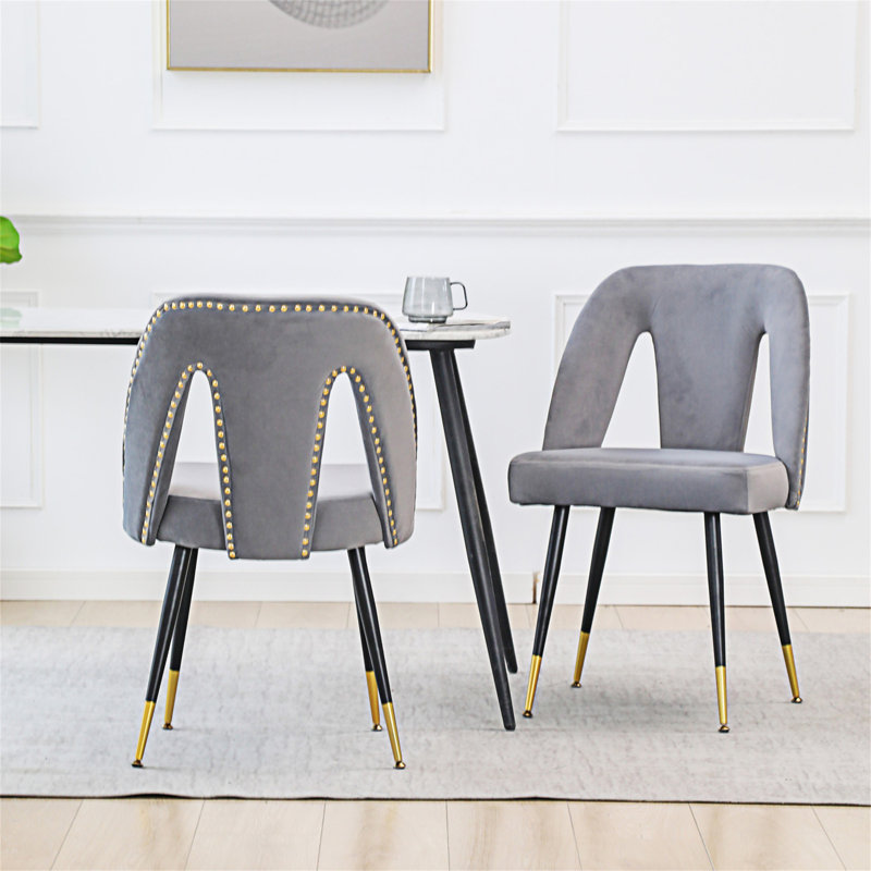Hecht Fabric Upholstered Dining Chairs, Gray