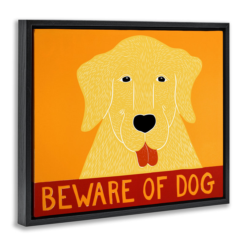 Cadre flottant «Beware Of Dog» rouge, design par Stephen Huneck, Cadre flottant noir de jais, H 17 po x l 21 po