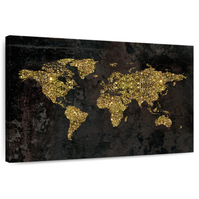 Aliaz Glitzy Gold World Map
