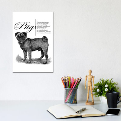 Vintage Pug Storybook Style by Traci Anderson - Wrapped Canvas Gallery-Wrapped Canvas Giclée