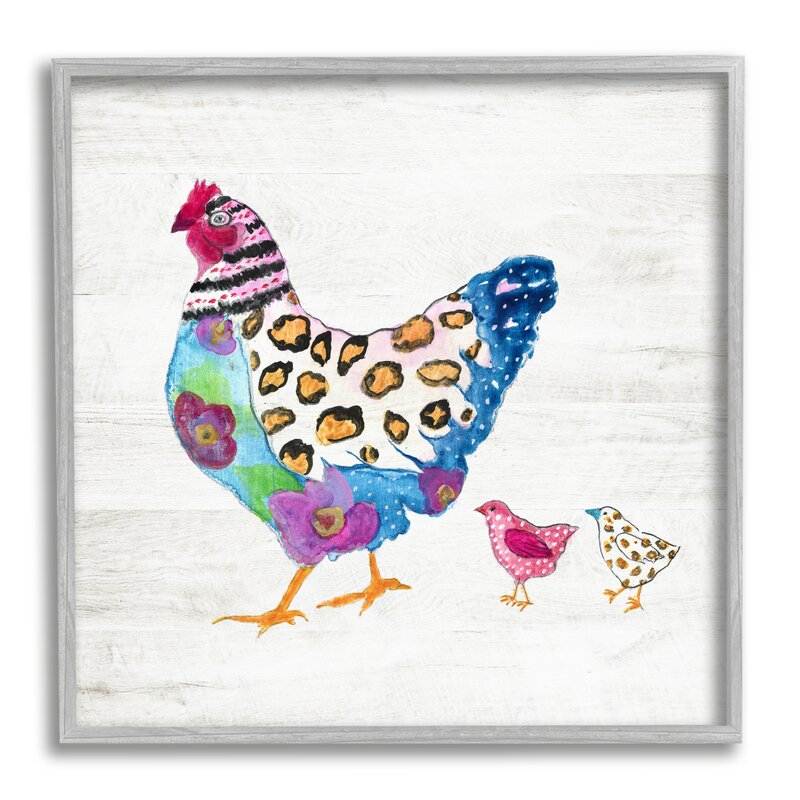 Abstract Chicken Walk Whimsical Patterned Farm Animal