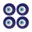 Evil Eye White White Vegan Leather Round Coasters
