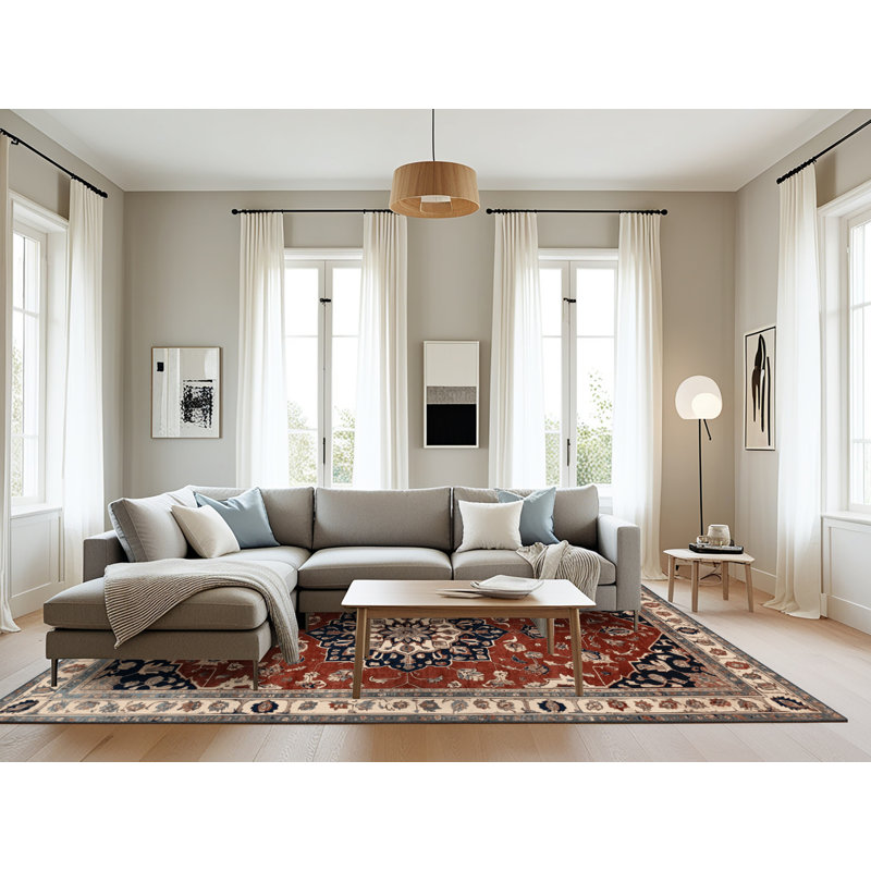 Tapis brun turc lavable à la machine, Rectangulaire 8 pi x 10 pi