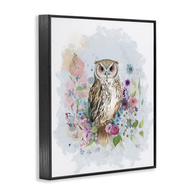 Hibou et guirlande florale, estampe numérique par Fab Funky