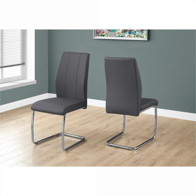 Ensemble de 2 chaises d'appoint modernes en similicuir gris pour la cuisine et la salle à manger