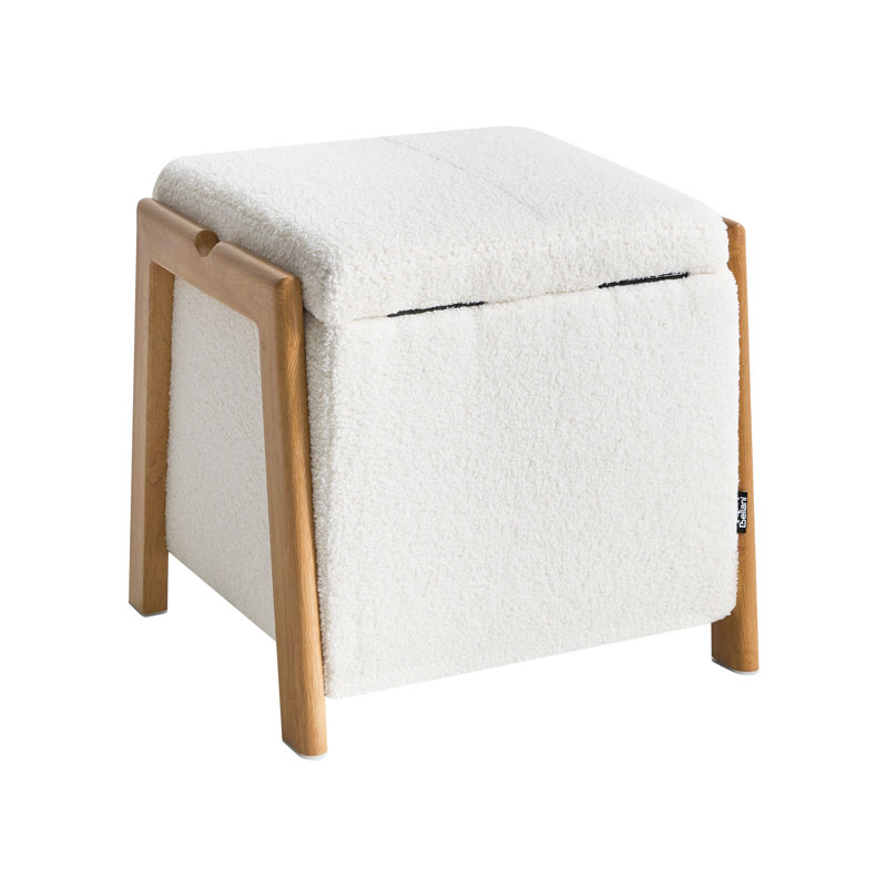 45cm Wide Square Solid Colour Pouffe Ottoman with Storage, White