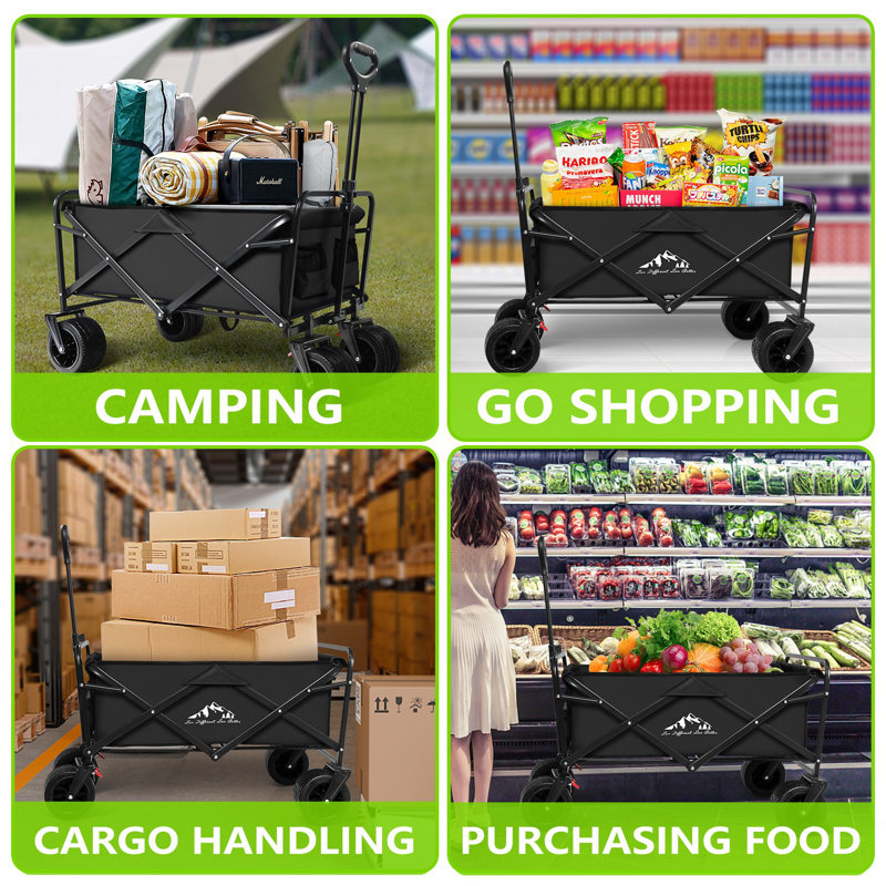 Wagon pliable de 5 pieds cubes, Noir