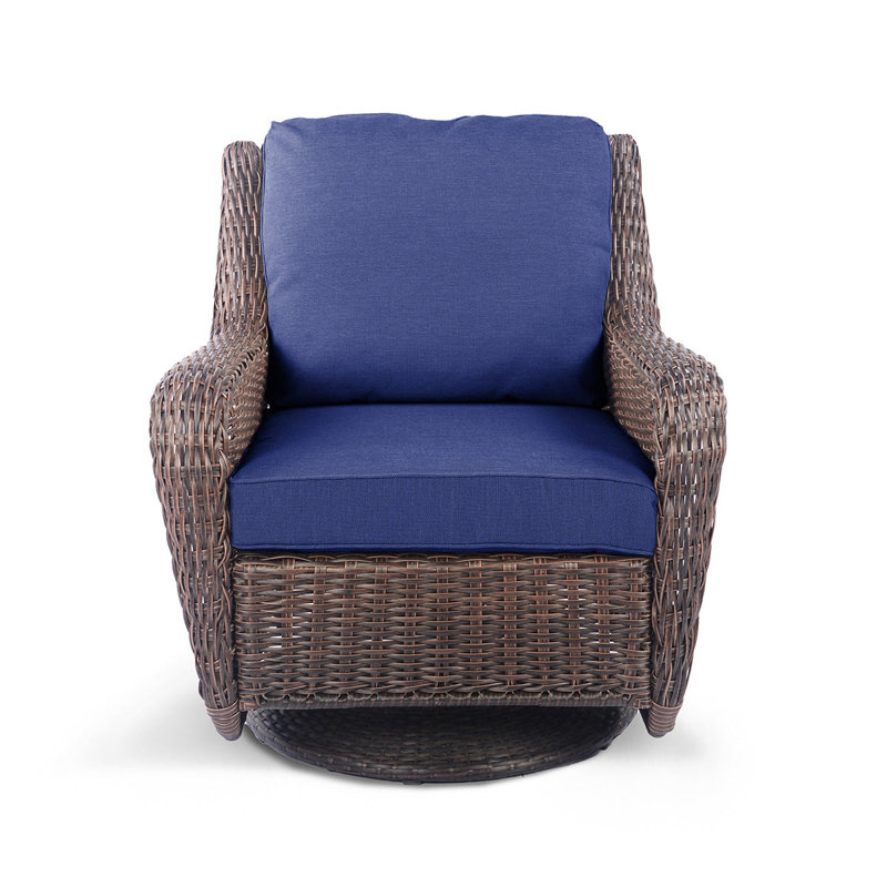 Fauteuil oscillant pivotant avec coussin bleu Krikacy Cambridge