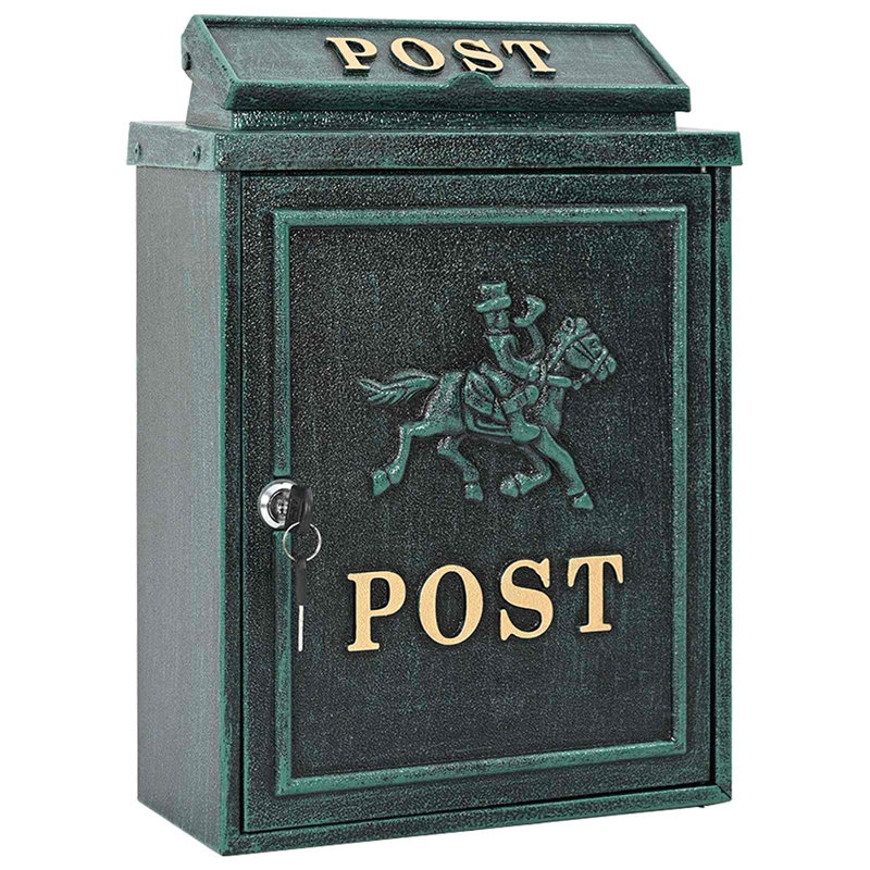 Cast Aluminum Wall Mounted Post Box, Green