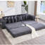 Canapé modulaire en L surdimensionné surdimensionné, tissu en velours côtelé, repose-pieds amélioré, porte-gobelets, coussins décoratifs, convertible en lit: 107,46 po avec repose-pieds mobile, poche latérale, 8 en gris foncé-2095630843