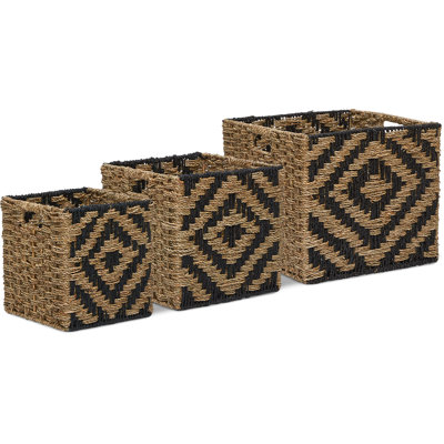 Adore 3 Pieces Decor Botswana Two Tone Woven Basket