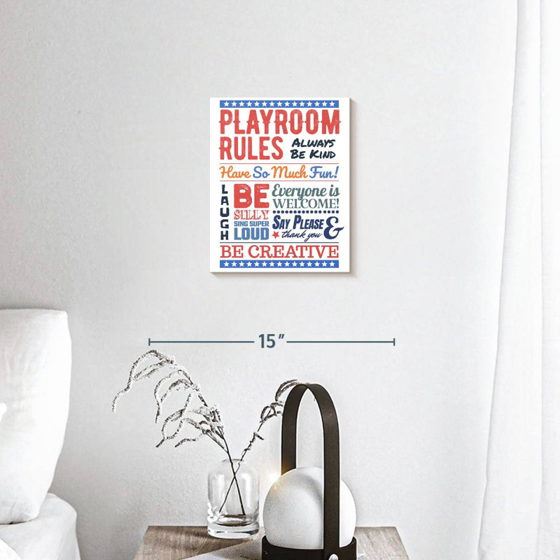 " Playroom Rules " by HomeyNotes Studio, 10" H x 8" W x 1" D