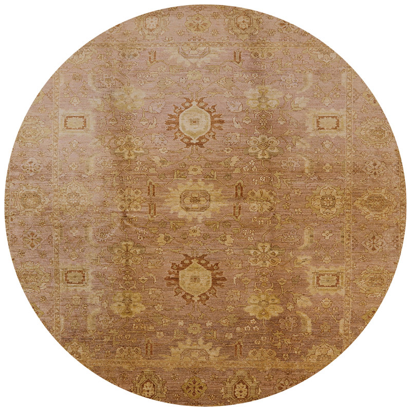 Tapis brun à motif oriental, Rond 4 pi