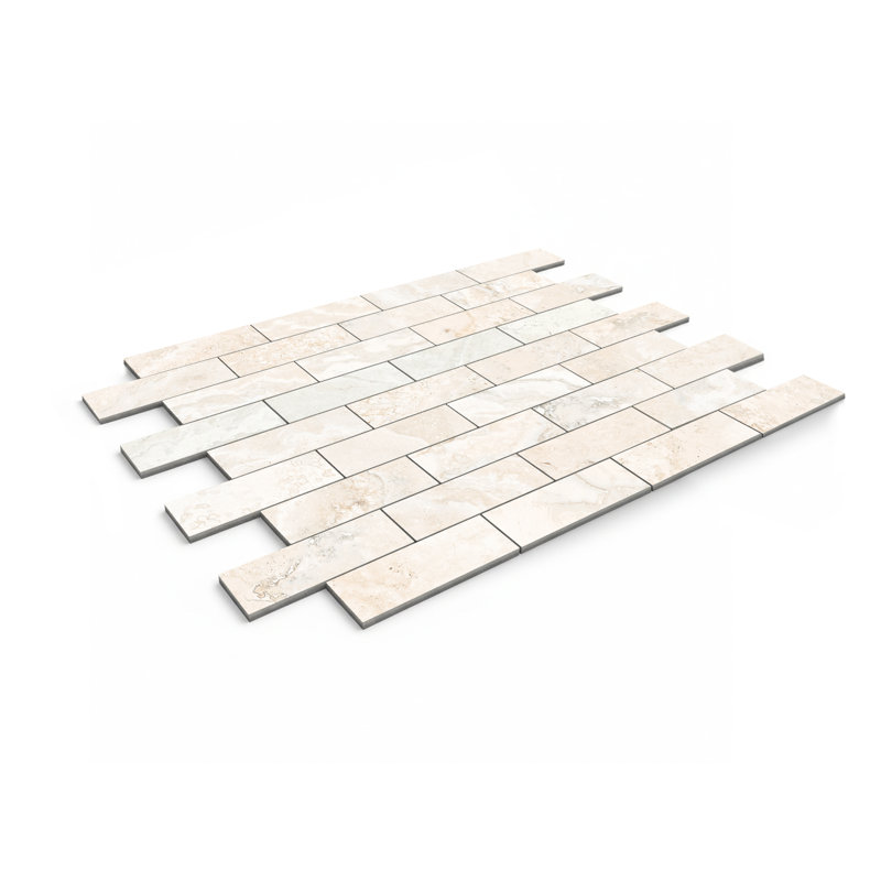 Saturn Crema Matte 1x3 Stone Look Mosaic (12x12 Sheet), Crema
