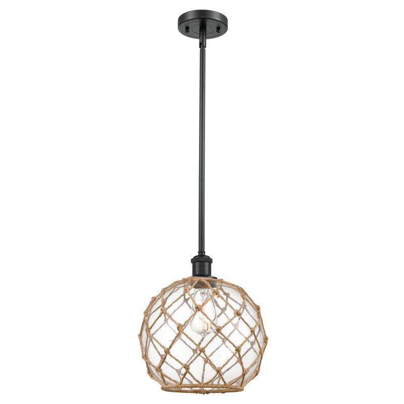 Tobey 1 - Light Single Pendant, Matte Brown, Clear/Brown, 13" H x 10" W x 10" D