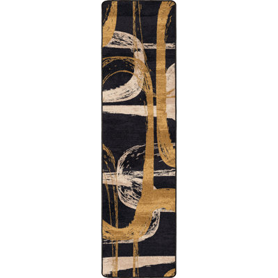 Tapis abstrait moderne noir Res Resid