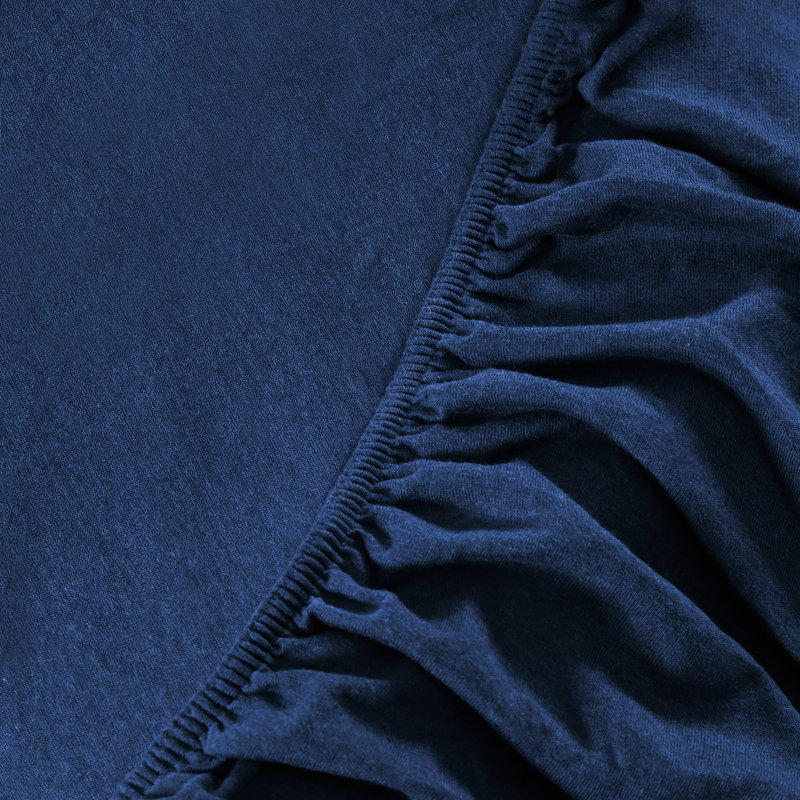  Drap-housse 100% coton Jersey, Bleu, Drap-housse de taille simple