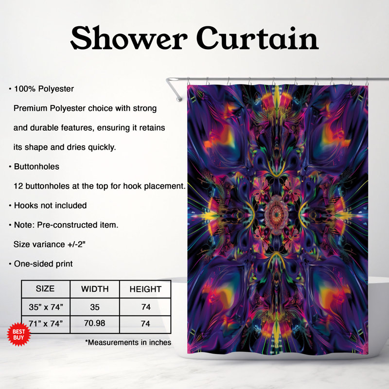 Réfractographe Motifs - Rideau de douche Premium, H 74 po x l 71 po
