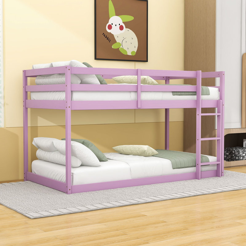 Lit superposé simple en bois avec échelle