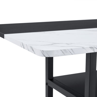 Table de salle à manger de 71 pouces de long à deux couleurs, un choix pratique pour ajouter de la couleur à la maison. Idéal pour les réunions de famille et les fêtes entre amis. Pieds de table en métal noir.