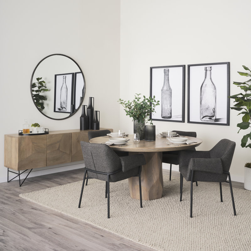 Gray Upholstered Metal Frame Arm Chair