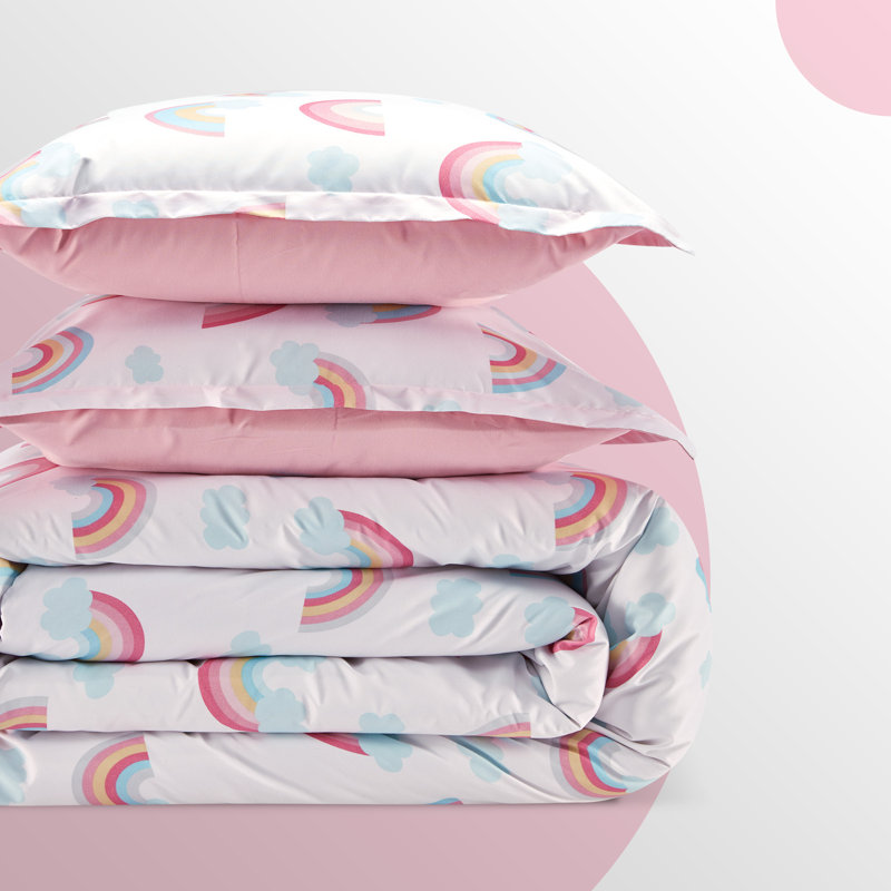  Space Rocket Reversible Duvet Cover Set, Full/Queen, Rainbow