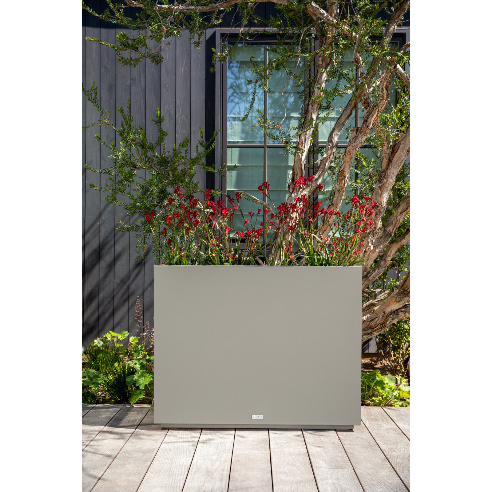 Block Series Span Planter, Gray, 30” H x 38” W x 10” D